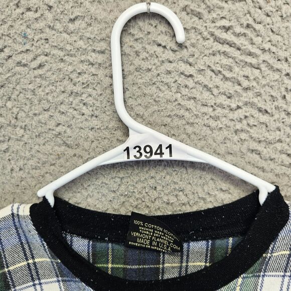 The Vermont Flannel‎ Co Sweatshirt Mens Size Large Blue Plaid Crewneck Pullover - Picture 9 of 9